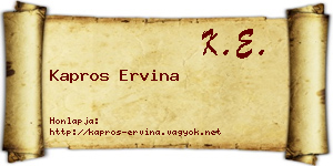 Kapros Ervina névjegykártya